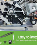 Rock The Ride With This Sweet Bike Chain Tensioner Kit That Slams Perfect Shifts On Mini Bikes With High Strength Build and Smooth Roller Adjustments. installed on mini bike engine frame with metal roller, bolts, and mounting bracket