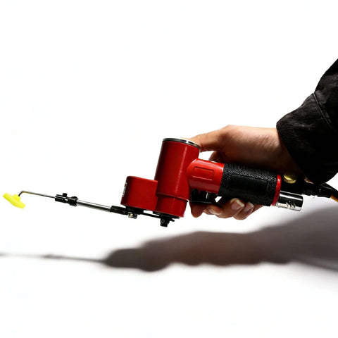 Hand holding 90 Degree Pneumatic Polisher Kit With Reciprocating Air Grinder Sander And 5 Rubber Buffing Heads