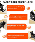 Built Tough Steel Folding Brackets With Self Locking Zero To One Eighty Degree Pivot Hinge No Sweat Setup Screws Smooth Adjust installation steps