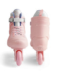 Women Inline Skates Adjustable Size Roller Blades For Adults With Hard Shell ABEC 7 Bearings And Triple Protection Safety Buckle Strap Lace Closure shown from front and back view
