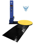 Ready To Run Automatic Stretch Wrap Machine With Loading Ramp Includes Built In Scale Weighs 5000 Pounds on diamond plate ramp.