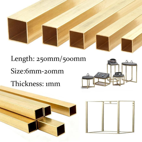 Shop Grade Hollow Brass Square Tube 18X18X1Mm With Butter Smooth Walls Perfect For Diy Projects Hardware Mods Custom Builds And Fabrication Work 500Mm Long Piece with various lengths and uses.