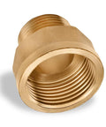Brass pipe adapter nipple, 3/4" male x 1" female NPT.