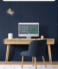 Eero Pro 7 Tri Band Mesh WiFi 7 Router Newest Model With Gig Speed Up To 5 Gbps on desk near computer and chair