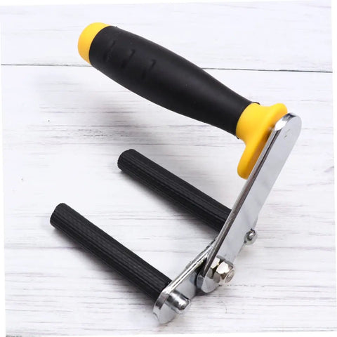 One Pair Heavy Duty Gypsum Board Lifter Designed For No Sweat Handling Of Glass And Ceramic Tile Panels With Adjustable Angles And Slick Grip For Effortless Job Site Moves, heavy-duty tool with rubber grips.