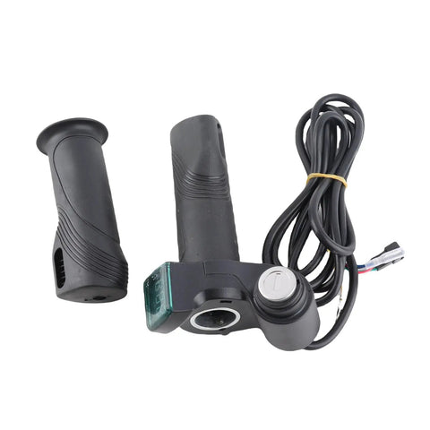 Electric Throttle Grip With Ignition For Scooters And E Bikes, Plug And Play Universal Handlebar Speed Controller, Volt Meter Readout