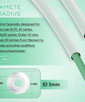 PTFE 3D Printer Tubing Kit, 3 mm ID x 4 mm OD, diagram showing measurements and tubing design, translucent high-temp material