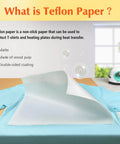 Nonstick Pro Grade Heat Press Paper Set For Sublimation And Crafts covering blue T-shirt on table