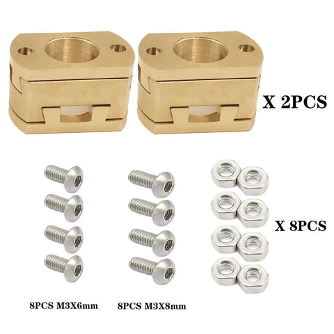 Two Pack Brass Oldham Coupling for 3D Printer Upgrades with screws and nuts view