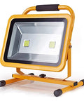 Spot Lighting Led Floodlight 100W 10000Lm Led Work Light Rechargeable with sturdy yellow frame and handles.