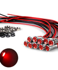 Red LED Indicator Lights 12V To 24V Energy Saving 6mm Metal Waterproof Wide Flat Head Pilot Dash Signal Lamps With Wire Pack Of 10