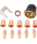 Ultimate 13PC Plasma Cutting Consumables Kit With Tough Nozzles For Harbor Freight 45A Welder showing nozzles and bracket cover.