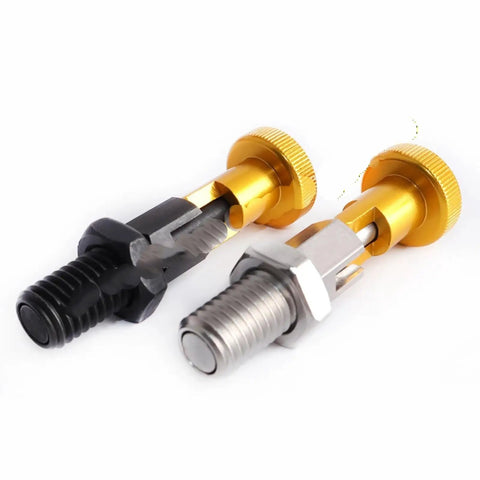 Heavy Hitter M6 M8 M10 Self Locking Spring Plunger With Premium Aluminum Knurled Knob, two indexing pins visible from side.
