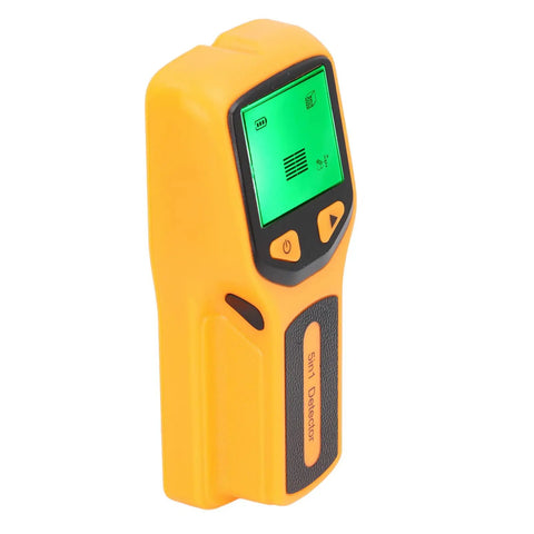 Greensen Stud Finder Wall Scanner 5 in 1 with HD LCD Display for Wood & AC Wire Detection (Yellow) showing a side view with LCD display.