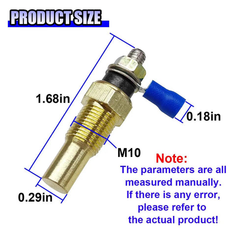 Heavy Duty Universal Water Coolant And Oil Temperature Sensor One Eighth Npt Electrical Sender For Engines Built Like A Boss With Smooth Operation Gold Housing dimensions and labeling.