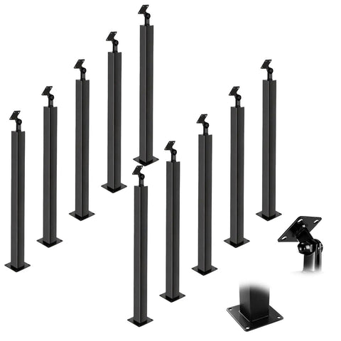 Straight Up Solid Heavy Duty Holeless Railing Post Two Seventy Adjustable Mount For Decks And Porches Matte Black Ironwork Design Durable Outdoor Kit.