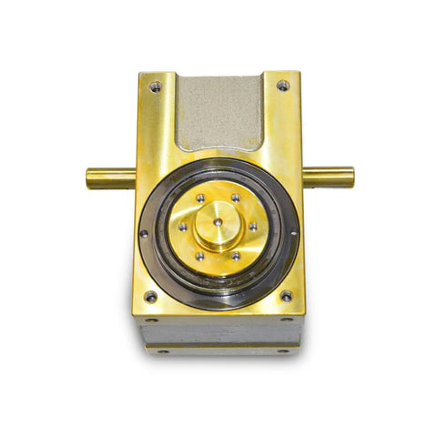 Heavy Duty 80DF Cam Indexer Gearbox with gold finish, compact design for factory automation, rugged build for precise motion.