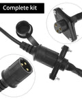 12V ATV And UTV Winch Corded Hand Controller Kit With 16 Foot Cable Wired Remote Control For Easy Winching Durable Wiring Pack Included Rugged Interlock Design For Rough Trails, black plug close-up