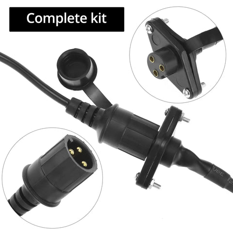 12V ATV And UTV Winch Corded Hand Controller Kit With 16 Foot Cable Wired Remote Control For Easy Winching Durable Wiring Pack Included Rugged Interlock Design For Rough Trails, black plug close-up