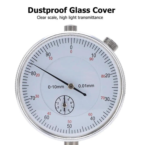 Dial Indicator 0 To 10mm 0.01mm Precision Gauge With dustproof glass cover for accurate measurements in engineering applications
