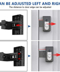 No-Brainer Anti-Theft Video Doorbell Mount showing adjustable bracket for Ring and Blink doorbells, side and front views.