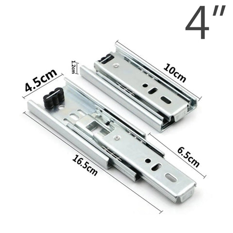 Two Pack Small Drawer Slides 4In 6In 8In Steel Ball Bearing Cabinet Rails With Removable Rails for 4" Mini Drawers