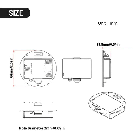 Dimensions of Two Pack Chassis Mount Battery Holder For Three Aaa Cells Delivering Reliable 4.5V Output With Toggle Switch And Attached Leads.