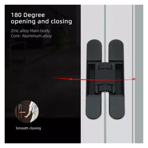 Two Pack Heavy Duty 40Kg Wooden Door Hinges For 180 Degree Opening Adjustable Hidden Casement Interior Gate Invisible Hinge Set