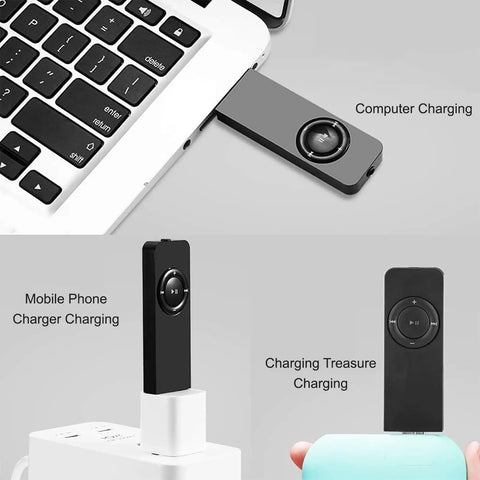 Compact Portable MP3 Player With Lanyard, Expandable Memory Up To 32GB, Rechargeable Battery charging via USB