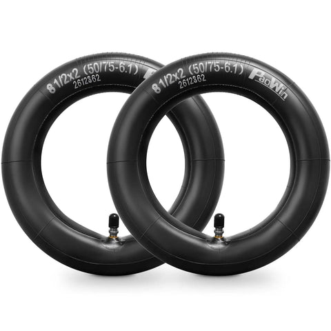 Two Pack 8.5 Inch Heavy Duty Scooter Inner Tubes With TR4A Straight Stem Valve, 8 1/2 x 2, for Xiaomi M365 Pro 2 1S, black rubber