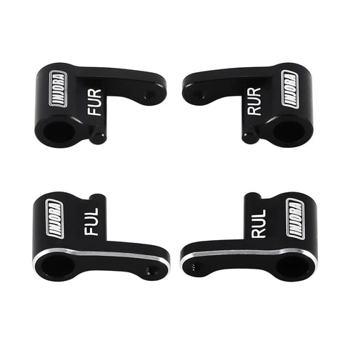 CNC Aluminum Shock Flex Blades For SCX24 1 24 RC Crawler Upgrade, black anodized, set of four blades labeled FUR, RUR, FUL, RUL.