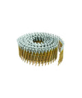 Coil of Two And A Quarter Inch Siding Nails With Ring Shank And Full Round Head Zero Point Zero Nine Two Gauge Hot Dipped Galvanized