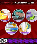 AIDEA microfiber cleaning cloths, 50pk, 12x12 in; multiuse towels for dishes, countertops, windows.