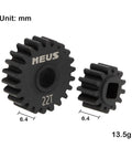 22T and 13T Steel Overdrive Portal Gears for Axial Capra 1.9 UTB SCX10 III RC Crawlers, 45 Hardened Steel, dimensional view