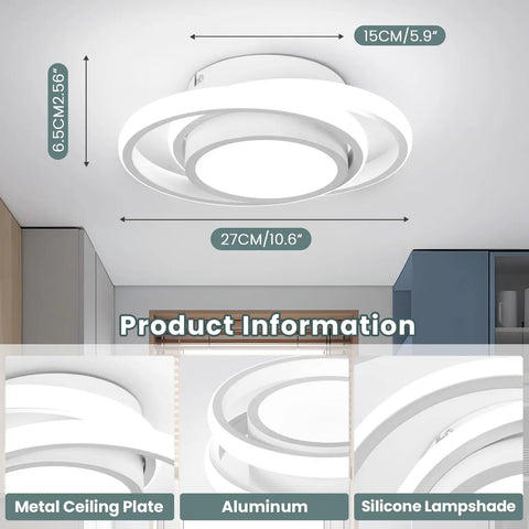 Low Profile Round LED Ceiling Light 32W Sleek Modern Fixture for Bedroom Hallway and Corridor, Cool White 6000K Aluminum Frame