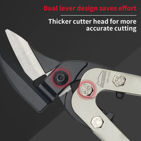 Left Cut Tin Snips 10 Inch Aviation Snips Beefy Heavy Duty Sheet Metal Cutter With Safety Lock And Non Slip Handle CRV Steel Sharp Teeth