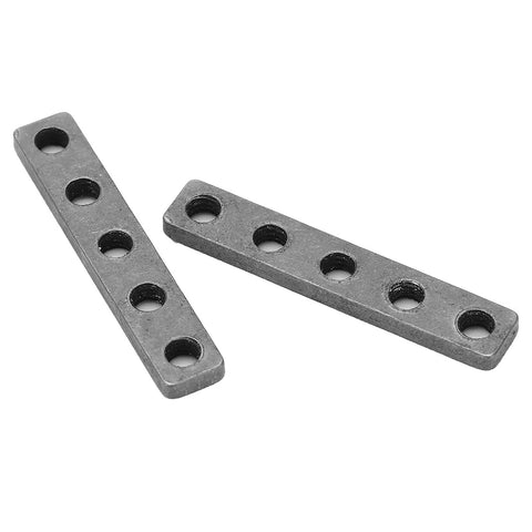 Rock Solid Stainless Steel Threaded Plates For Robot Rig Hardware And Precision Mounting Fasteners Rust Proof Brackets For Weekend Projects Killer Quality Two Piece Set showing two stainless steel threaded plates with five holes.