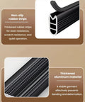 Close-up of heavy duty wardrobe rail with non-slip rubber strips and thickened aluminum material for quiet glide closet organizer.