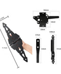 Wood Gate Hardware Set With Heavy Duty 8-Inch Decorative Strap Hinges And Spring Loaded Latch Kit With Screws diagram and dimensions