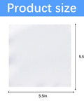White microfiber cleaning cloth, 5.5 x 5.5 in, product size diagram showing dimensions