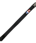 Top view of Tank Band Belt With Stainless Steel Cam Buckle For Scuba Cylinders In Black Heavy Duty Cylinder Strap laid flat.