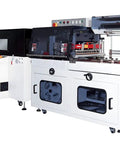 Automatic L Bar Sealer And Compact Heat Tunnel Shrink Wrapping System That Slaps Tamper Proof Film Over Paper Cartons And Pet Bottles Pure Smooth No Sweat Ever side view of sealing machine with heat tunnel
