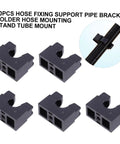 WOONEKY hose holder deep cradle brackets, 10pcs; gray plastic pipe brackets for aquarium tubing (front view).
