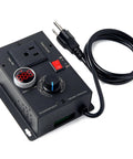 AC Motor Speed Controller 110-120V 10A Rated 15A Max With LED Display Black Matte Metal Shell voltage regulator with plug and knob controls