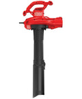 3-In-1 Leaf Blower Vacuum Mulcher with backpack design, corded electric power, black and red tool for yard cleanup