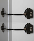 No Keys Needed Fridge And Freezer Child Safety Lock With Ultra Strong Adhesive, 2 black locks on white surface