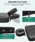 Adjustable face cradle of Paddie Flat Electric Lift Massage Table Professional Spa Bed With 6.7 Inch Memory Foam, black, flexible design.