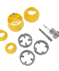 Heavy Duty PPR Pipe Threader Kit With Double Head Tap Die Set For G Half And G Three Quarter Standard Threads parts in yellow and grey.