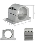 Heavy Duty Two Point Two Kilo Watt Water Cooled Cnc Router Spindle cast aluminum mounting bracket with measurements