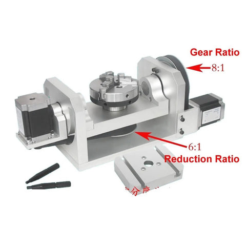 Wicked Smooth 4th Axis 5th A Axis Rotary Table For Cnc Router With T Slot Chuck Mount Plate 98mm Center Height gear and reduction ratios